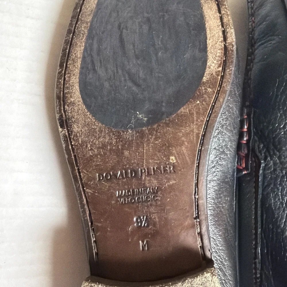 Donald Pliner Dacio 2 Black Pebbled Calf Leather‎ Slip-On Loafers Men's 9.5 M